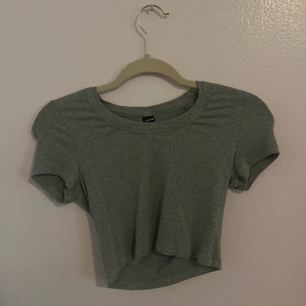 Women's Ribbed Grey Crop Top